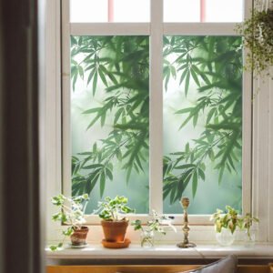 Green Bamboo Forest Pattern Static Adsorption Privacy Window Stickers (7)