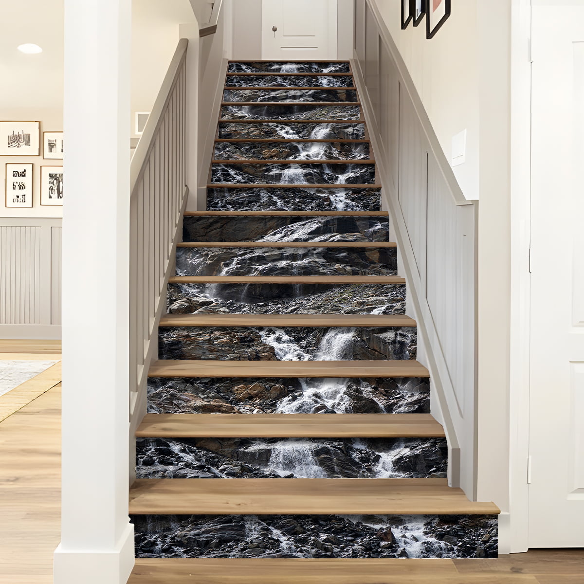 Papier Peint Adhésif 3D Effet Marbre Pour Contremarches D'escalier, 1 Dalle