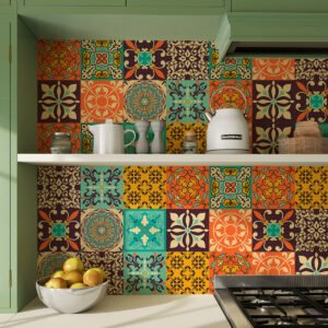 Multicolor Paisley Bohemian Flower Tile (42)